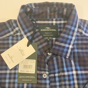 NWT Rodd & Gunn, Men’s Medium L/S Button-Down Shirt, Blue/Gray/White check, $85